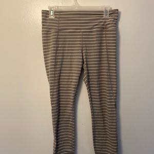 ATHLETA Gray and White Striped Leggings Sz. M